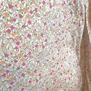 Floral colorful flowers pattern print 100% cotton blouse top long sleeve shirt